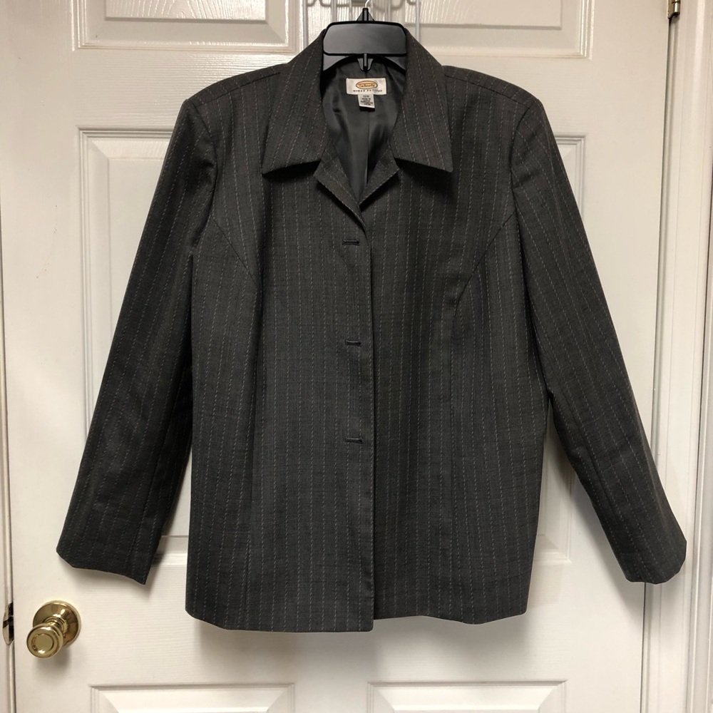 Talbots Woman Petites Classic Gray Pinstripe Women's Jacket